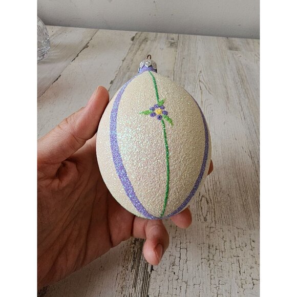 Patricia breen Daisy purple glitter egg ornament Xmas tree spring - Picture 6 of 8